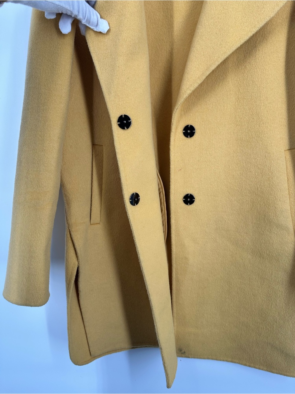 Belle & Bloom Wool Blend Peacock Oversized Mustard Yellow Coat Jacket - Picture 5 of 16